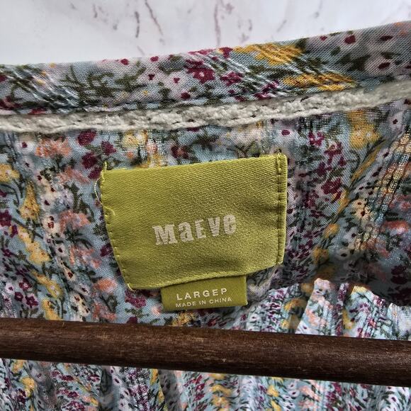 Anthropologie Shirt Womens Large P Button Up Boho Floral Pleated Maeve Gelise - Picture 4 of 12